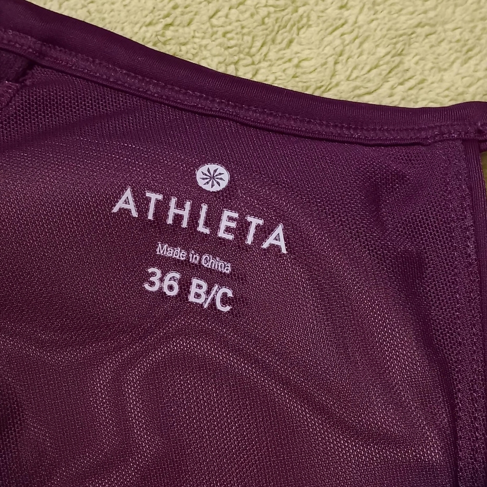 Athleta Twister Tankini Swim Tank Cross Back Burgundy Berry Sz36B/C - Picture 6 of 13